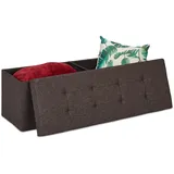 Relaxdays Sitzbank, mit Stauraum, faltbar, gepolstert, mit Trenngitter, 120 L, Flur, Schlafzimmer, Truhenbank, braun