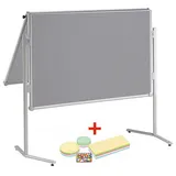 Maul AKTION: MAUL Moderationswand professionell, klappbar 120,0 x 150,0 cm grau + GRATIS Moderations-Starter-Set, bestehend aus je 120 Moderationskarten Ø 9,5 cm, Ø 13,5 cm, 9,5 x 20,0 cm, 200 Signal-Nadeln