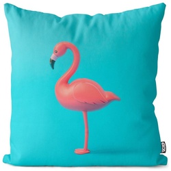 Kissenbezug, VOID (1 Stück), Zier-Kissen Sommer Strand Urlaubs-Reise Swimming-Pool Badesachen Flamingo baden Surf-Brett surfen schwimmen Ananas relaxen Sand Meer Ozean Atl bunt 80 cm x 80 cm