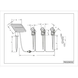 RL LED Solarstrahler Gartenstrahler Erdspieß Set Aluminium schwarz matt B 620 cm