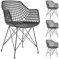 IDIMEX Esszimmerstuhl ALICANTE (4 St), Esszimmerstuhl Retro Design Küchenstuhl Stühle Esszimmer 4er Set Kunst schwarz