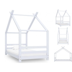vidaXL Kinderbett »Kinderbett mit Himmel Kinderbett-Gestell Himmelbett Weiß Holz Kiefer 80x160 cm« weiß