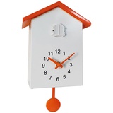 LZLUCKCOME Kuckucksuhr, Moderne Kuckucksuhr mit Pendel, Pendeluhr Wanduhr, Moderne Schwarzwalduhr, mit Nachtruhefunktion, Vogelgezwitscher, Vogelstimme (Weiß (Oberseite orange))