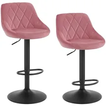 Woltu Barhocker 2er Set, Barstuhl mit Lehne, Höhenverstellbar, Drehbar, Rosa - WOLTU