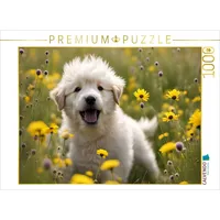 Calvendo Puzzle Hundewelpe beim Wiesenabenteuer 1000 Teile Lege-Größe 64x48cm