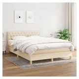 vidaXL Boxspringbett mit Matratze Creme 140x200 cm Stoff