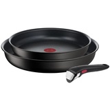 Tefal Ingenio Eco Resist L39791 Topf-Set 3 ELEMENTS FRYPANS 24CM/28CM+HANDLE, Pfanne + Kochtopf, Schwarz