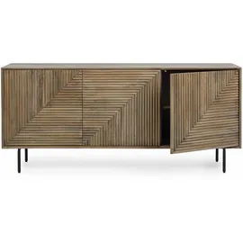 BIZZOTTO Sideboard Darsey aus Mangoholz, modern, natur, 184 cm breit, Metallgestell in Schwarz