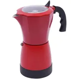 HUSPOO 300ml Elektrische Kaffeemaschine 6 Tassen Aluminium Espressokocher Classico Mokka Espresso Kanne mit Separatem Boden (Rot)