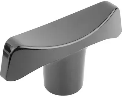 T-GRIFF D=M12, A=90, B=28, H=49,6, FORM:K DUROPLAST, SCHWARZ HOCHGLANZPOLIERT, KOMP:STAHL, VERZINKT - schwarz