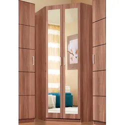 Eckkleiderschrank PRIESS "Bilbao", braun (nussbaumfarben), H:193cm T:54cm, Schränke, mit 3 verschiedenen Fronten