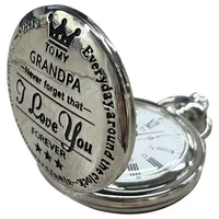 Tiong To My Dad Taschenuhr mit Kette für Männer Papa Geschenke Gravur Quarz Taschenuhr für Vatertag, Opa-Silber, Vintage