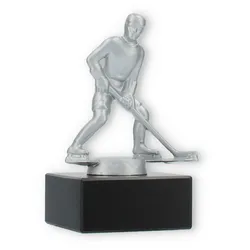 Pokal Metallfigur Eishockey silbermetallic auf schwarzem Marmorsockel 11,6cm