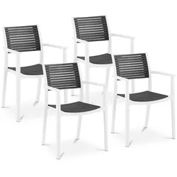 Royal Catering Stuhl - 4er Set -  - bis 150 kg - Rückenlehne mit Luftschlitze - Armlehne - grau