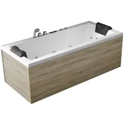 EAGO Whirlpool AWT GE108-1E mit Holzschürze, 180x80 cm, links