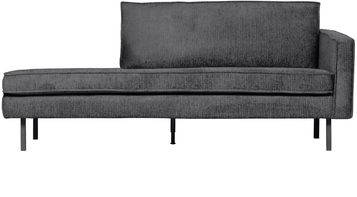 Daybed Rodeo aus Struktursamt, modern und gepolstert, rechts, dunkelgrau Mountain – elegantes Design für Dein Zuhause