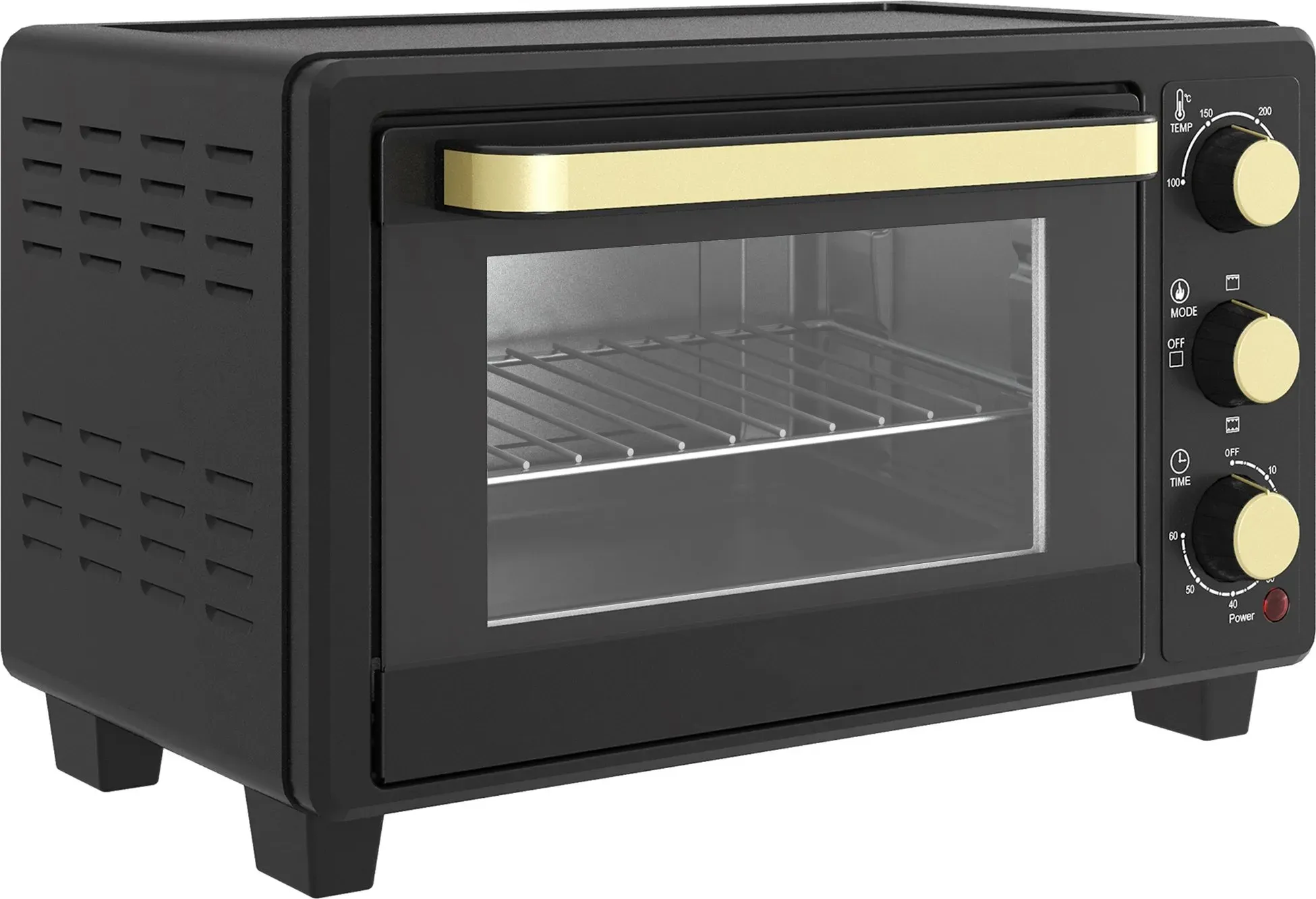 HOMCOM Minibackofen 16 L 1400W Mini Backofen 100-230°C 60 Min. Timer, mit Grillrost und Backblech, Pizzaofen mit Tablettgriff, Krümelblech Schwarz   Aosom