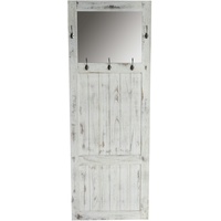 MCW Garderobe Wandgarderobe mit Spiegel Wandhaken 180x65x7cm, Shabby-Look, Vintage ~ weiß