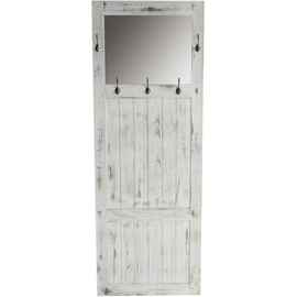 MCW Garderobe Wandgarderobe mit Spiegel Wandhaken 180x65x7cm, Shabby-Look, Vintage ~ weiß