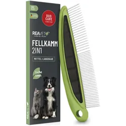 Fellkamm 2in1 für Hunde & Katzen - Für langes und mittellanges Fell