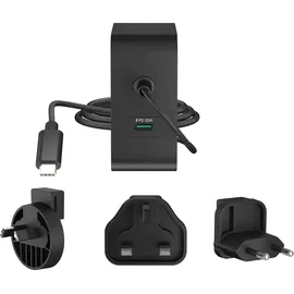 j5create 102-Watt-GaN-PD-USB-C-Reiseladegerät mit 2 Anschlüssen, einschliesslich austauschbaren Netzs (102 W) Schwarz