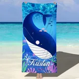 MJARTORIA Personalisiert Strandtuch Microfaser Badetuch mit Namen Kinder Damen, Beach Towel Handtuch Badetuch Stranddecke Schnelltrocknend für Reise Schwimmen Sauna Yoga Fitness 76x152cm Mikrofaser