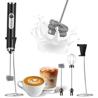 SOUTHMAN Milchaufschäumer mit Edelstahlständer, wiederaufladbarer elektrischer Milchaufschäumer Handbesen, Getränkemischer für Latte, Cappuccino