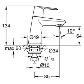 Grohe Eurodisc Cosmopolitan XS-Size Standventil DN 15 23051002