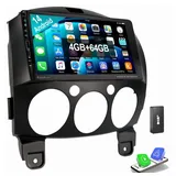 ESSGOO Für Mazda 2 2007-2013 Carplay Navi USB Type-C 4+64G Autoradio (Digitalradio (DAB), RDS, FM, AM, Carplay Android Auto GPS Navi WIFI BT USB)