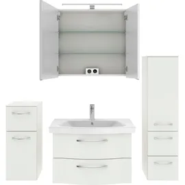 Saphir Badmöbel-Set »6005 Sprint 4-teilig, Keramik-Waschtisch mit LED-Spiegelschrank«, (5 St.), Unterschrank, Midischrank, inkl. Türdämpfer, 4 Türen, 5 Schubladen, weiß