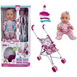 Die Mio Baby Puppe Born 35cm Rosa Mit Kinderwagen E Set Pappa