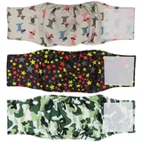 Hanyi 3 Stück Waschbare & Wiederverwendbare Hundewindeln Physiologische Hosen Bauchband für Männliche Hunde (L(Taillenumfang:45-54cm))