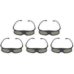 TPFNet 3D-Brille Aktive Shutterbrille kompatibel mit DLP 3D Beamer, wiederaufladbare 3D Brille, DLP Link – Schwarz – 5 Stück schwarz