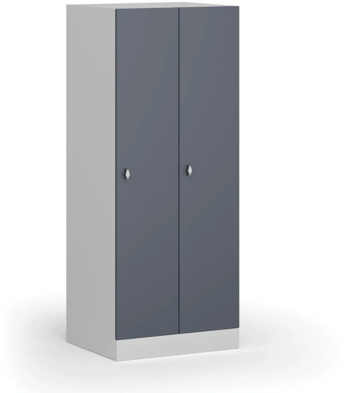 Metallspind S1, niedrig, 2 Abteile, 1500 x 600 x 500 mm, zerlegt, Drehverschluss, dunkelgraue Tür