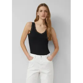 s.Oliver Geripptes Tanktop mit Spitze - schwarz - 36