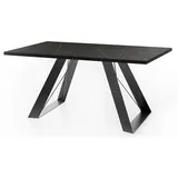 WFL GROUP Esstisch Schwarz im Modernen Still, Rechteckig Tisch in Schwarzer Marmoroptik - Ausziehbar von 160 cm bis 260 cm, Pulverbeschichtete Weiße - 160 x 80 cm - Schwarz