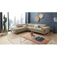W.SCHILLIG Ecksofa finn, Designsofa mit tollem Sitzkomfort, bequem, L-Form, German Design Award 2016, Fußgestell Nussbaum natur, Breite 281 cm braun