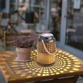 ETC Shop Outdoorleuchte Solar Laterne Außen Boho Deko Solarleuchte Solarlaternen für Außen Garten, hängend stehend, led, DxH 12 x 16 cm, 2er Set