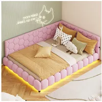 PXloue Polsterbett Daybett Tagesbett, Schlafsofa,Mit LED-Beleuchtung und USB-Ladeanschluss,140x200 cm rosa 148 cm x 200 cm x 66.7 cm