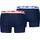 Puma Boxershorts PUMA "PUMA MEN EVERYDAY MULTI LOGO BOXERS 2P", Herren, Gr. S, blau (navy combo), Single Jersey, Obermaterial: 95% Baumwolle, 5% Elasthan, körpernah, Unterhosen, Komfortabler Logobund