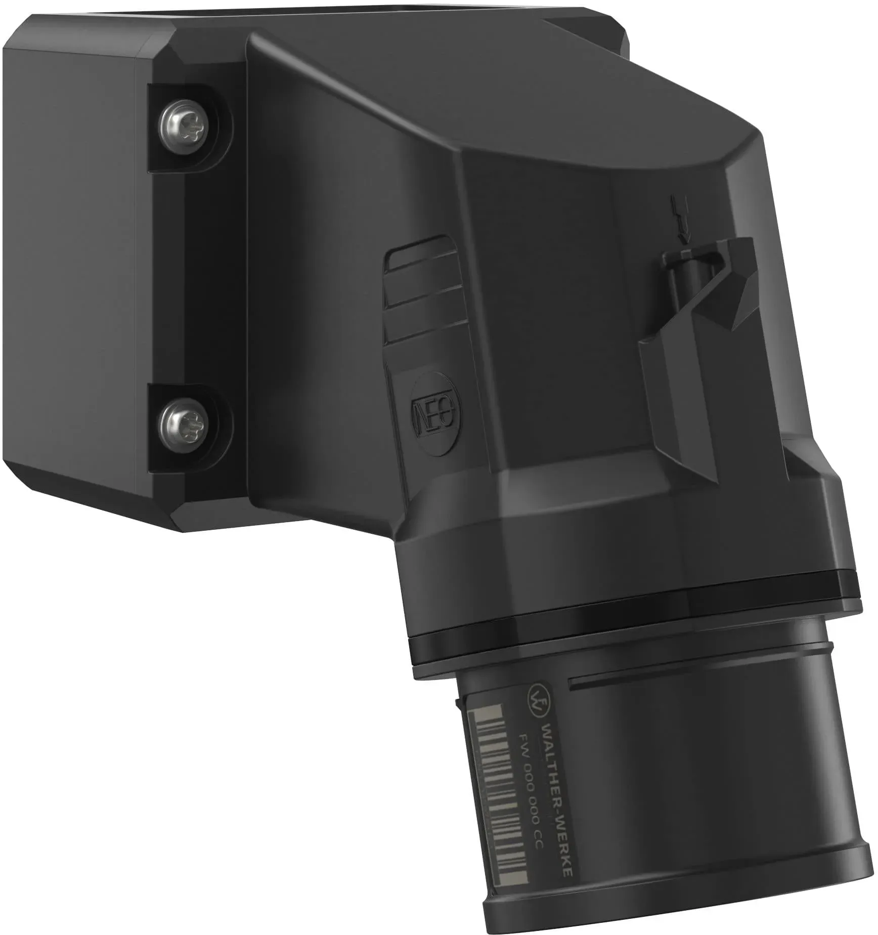 Walther Electric FW714507CC CEE NEO Wandgerätestecker schräg, 16A, 5P, 7h, IP54 mit Käfigzugfeder-Technik und drehbarem Boden