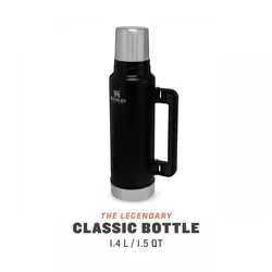 Stanley CLASSIC VAKUUM-FLASCHE 1,4 Liter, matt schwarz, doppelwandige Vakuumisolierung, Griff, Trinkbecher