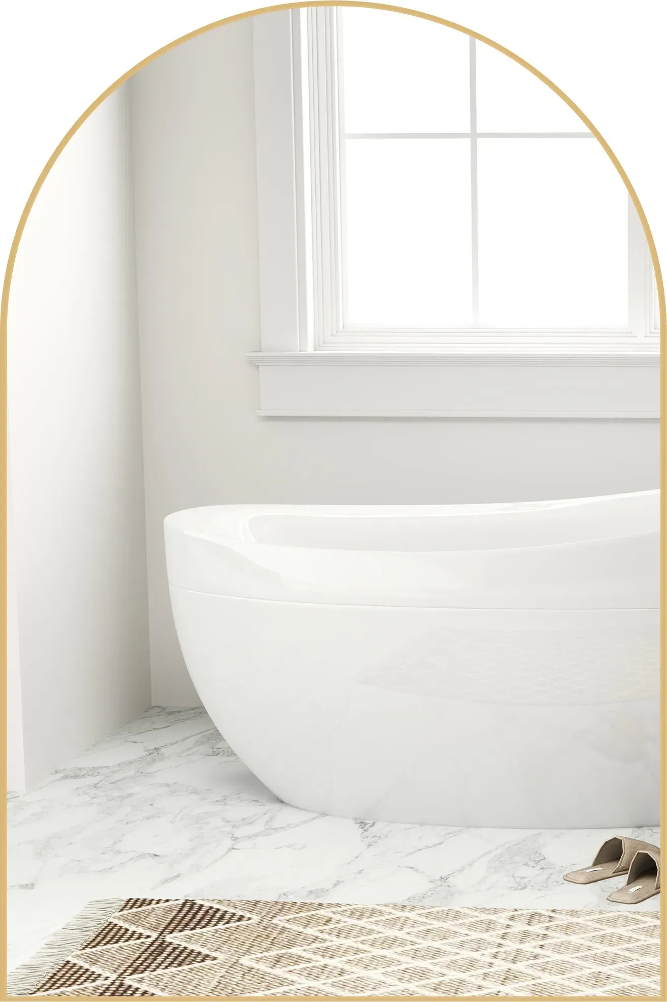 HOMCOM Gewölbter Wandspiegel, Badezimmerspiegel 60 x 90 cm, HD-Definition, mit Aluminiumlegierungsrahmen, für Schlafzimmer, Wohnzimmer, Eingangsbereich, Gold   Aosom