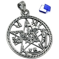 unbespielt Anhänger 21mm Pentagramm Amulett geschwärzt Silber 925