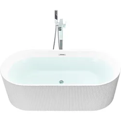 Freistehende Badewanne 169 x 80 cm oval weiß GOCTA