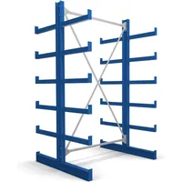 Stier Kragarmregal doppelseitig 1 Feld mit 5 Ebenen 1300x2000x500mm enzianblau