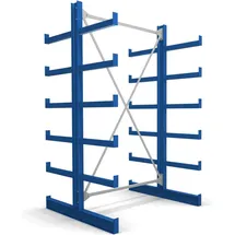 Stier Kragarmregal doppelseitig 1 Feld mit 5 Ebenen 1300x2000x500mm enzianblau