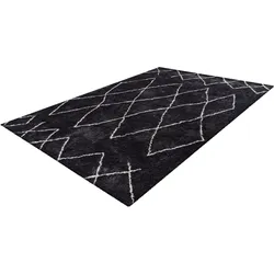 Teppich ME GUSTA "Orlando 425", grau (anthrazit), B:200cm H:27mm L:290cm, Polyester, Teppiche, Weicher Hochflorteppich, dezent gestaltet,Fußbodenheizung geeignet