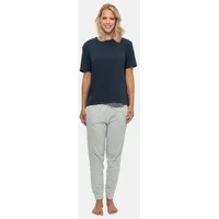 SCHIESSER Schlafanzug Organic Cotton in Grau / Dunkelblau |