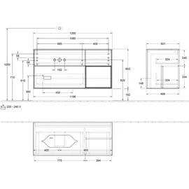 Villeroy & Boch Waschtischunterschrank 3 Auszüge 120 x 60,3 x 50,1 cm Eiche